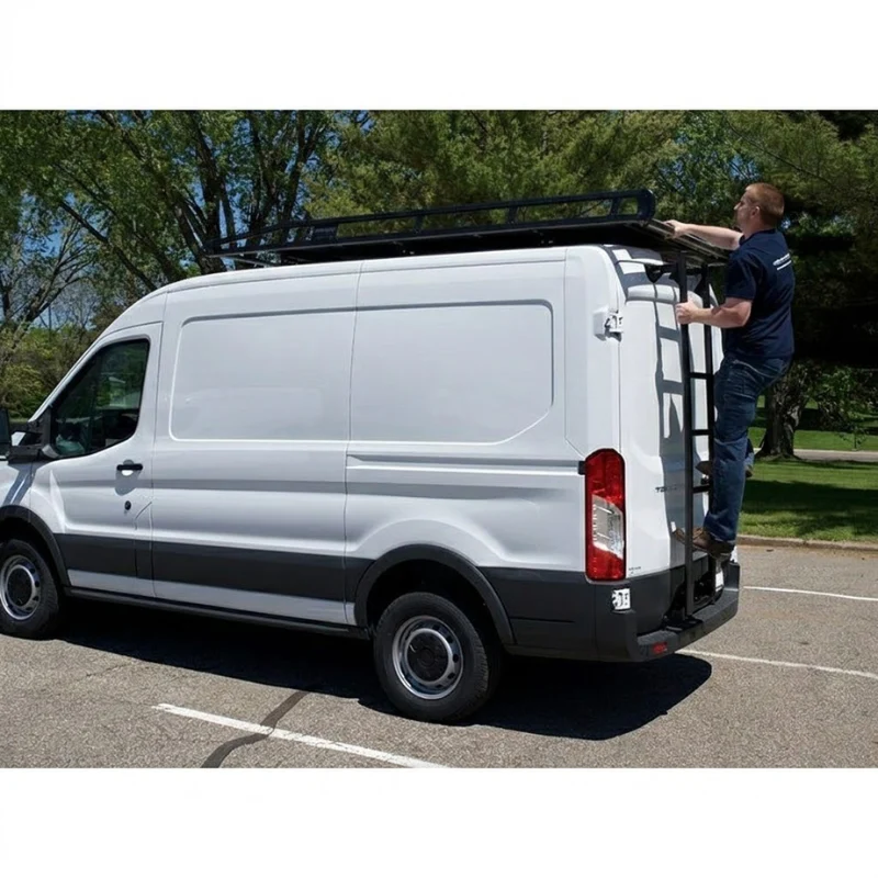 Prime Design Black Access Ladder Rear Door For Ford Transit 2015 Mid Roof Model AAL-8009-BLK - Image 4